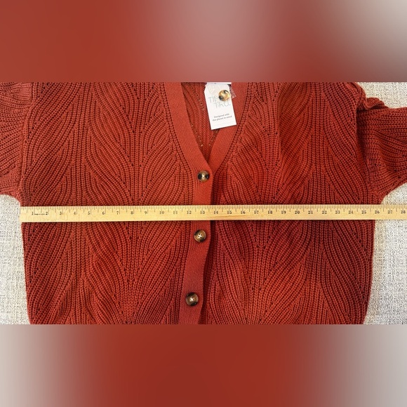 Time And Tru Women’s Boyfriend Auburn Sun Orange Button Down Sweater Sz XXXL 22 - Picture 9 of 10